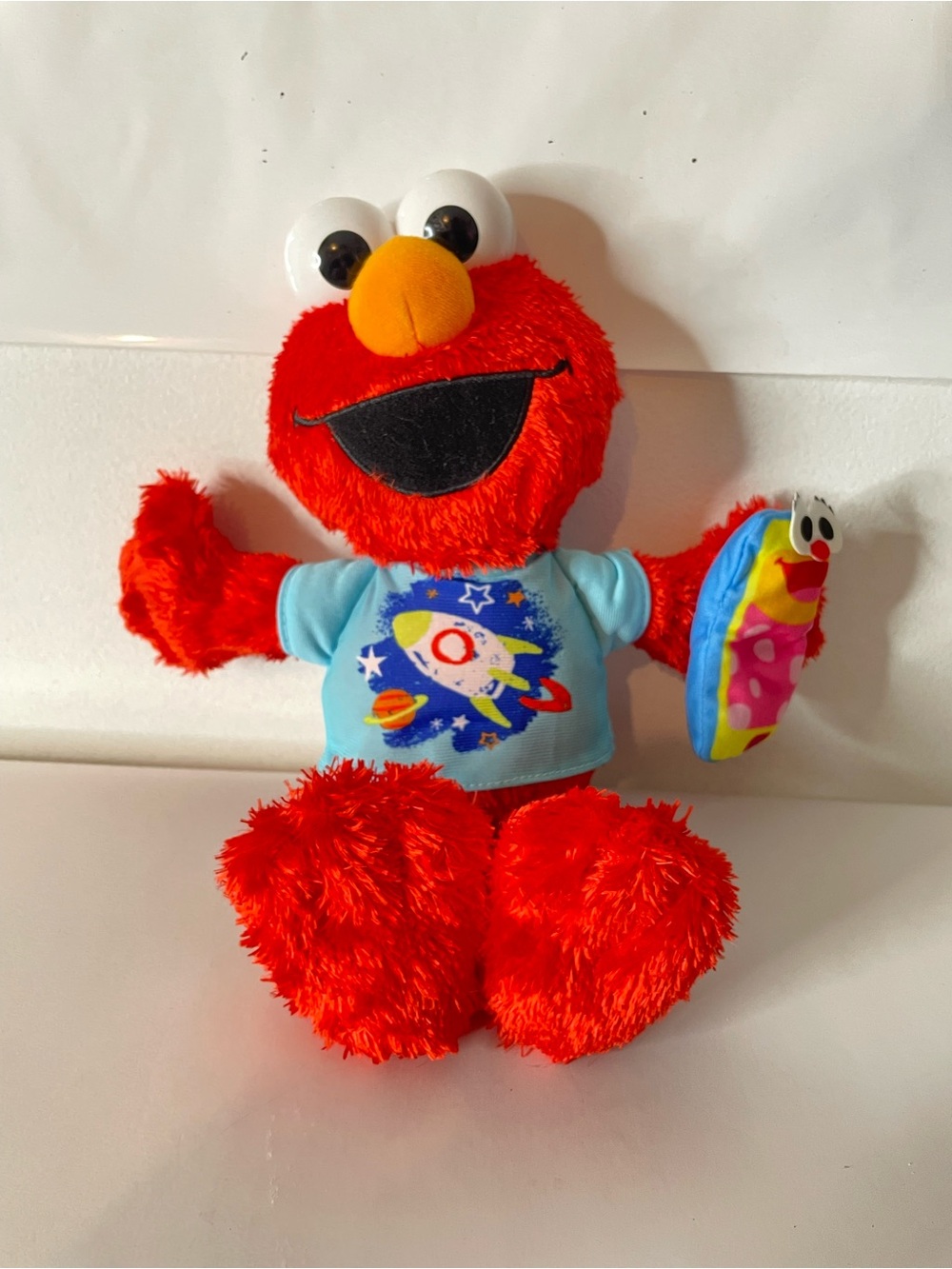 Elmo Plush Toy with Blue Rocket Shirt - Kids Soft Red Doll